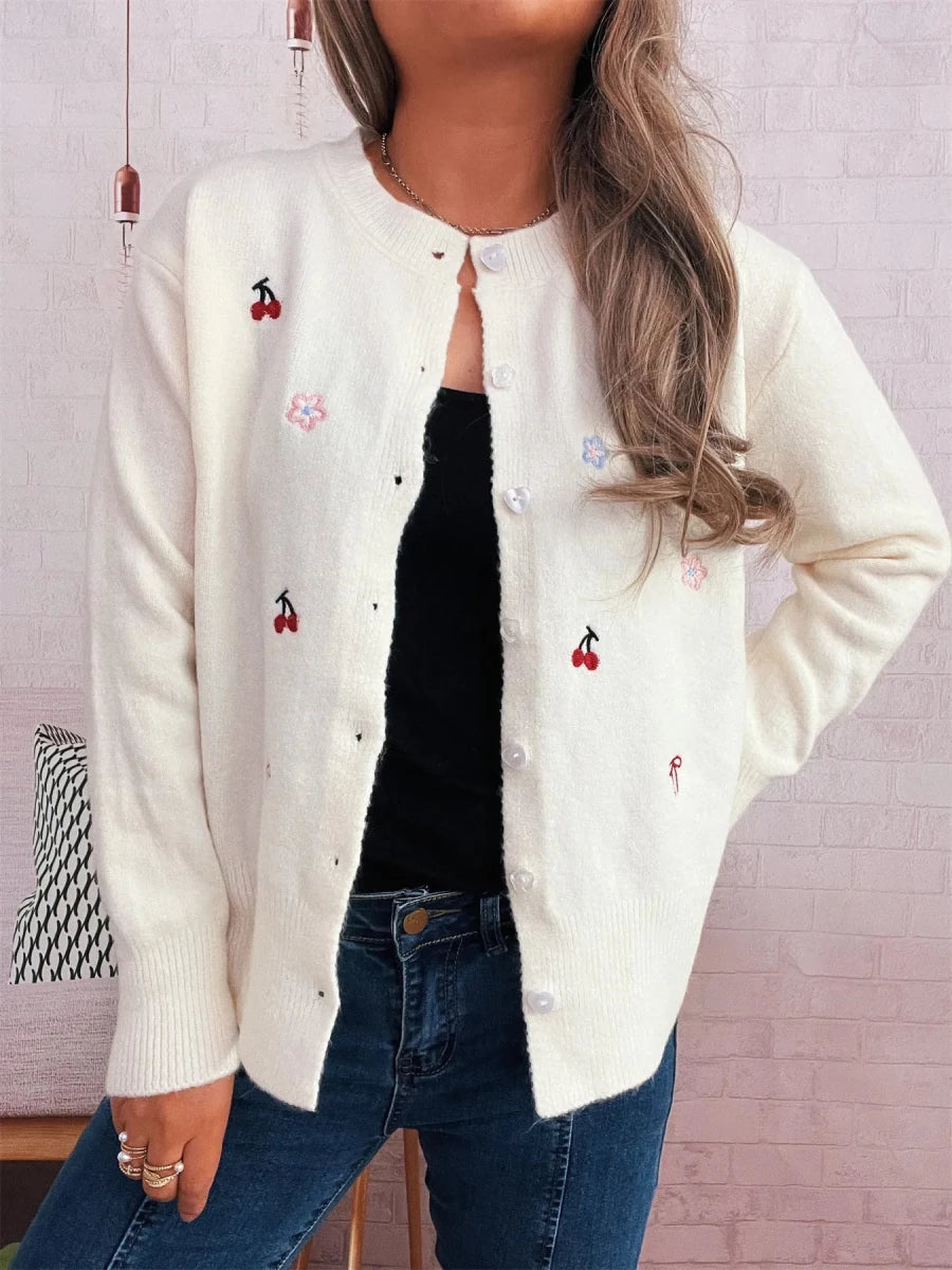 Ribbed Knit Cardigan - Button Front - 