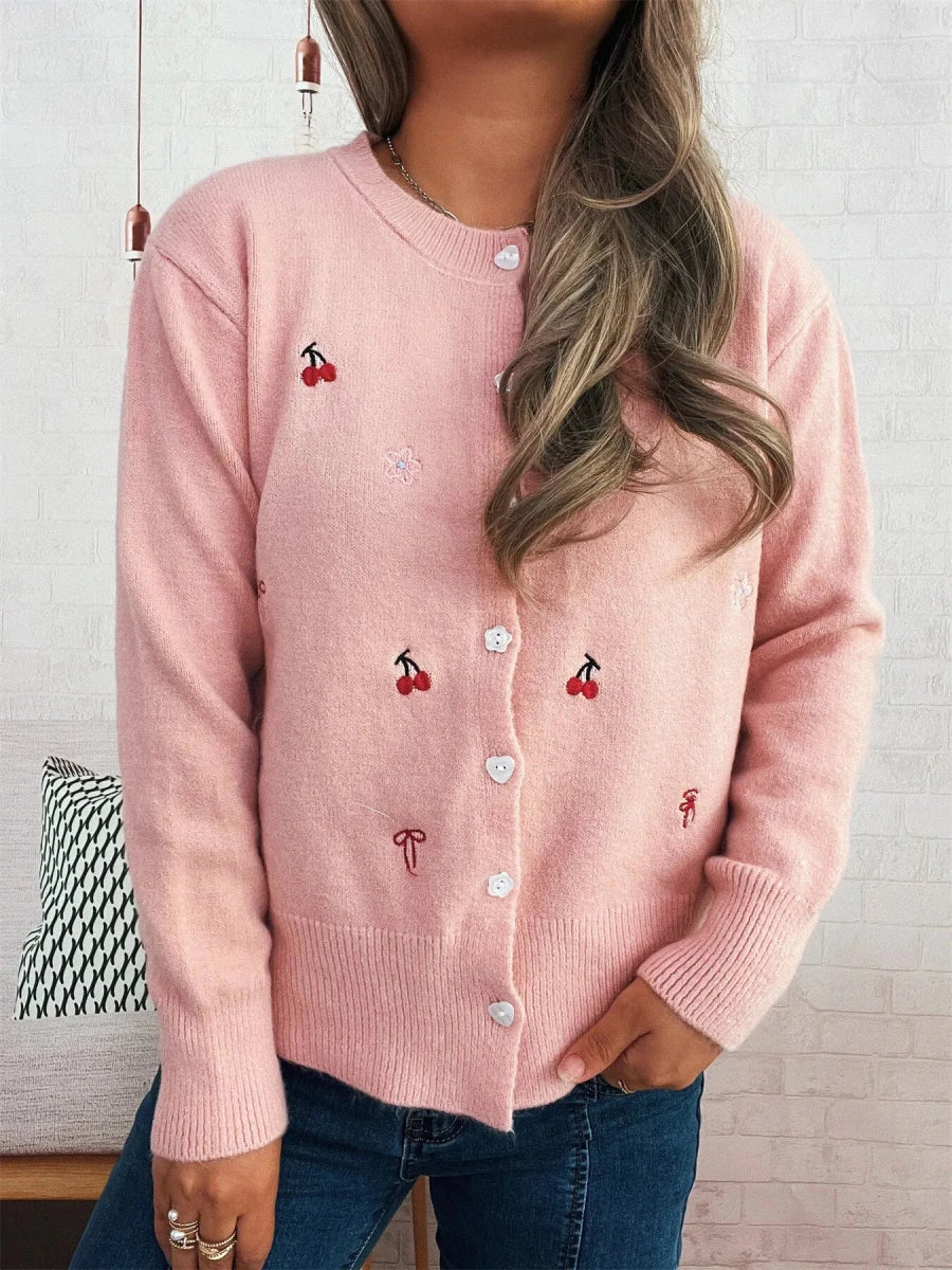 Ribbed Knit Cardigan - Button Front - 
