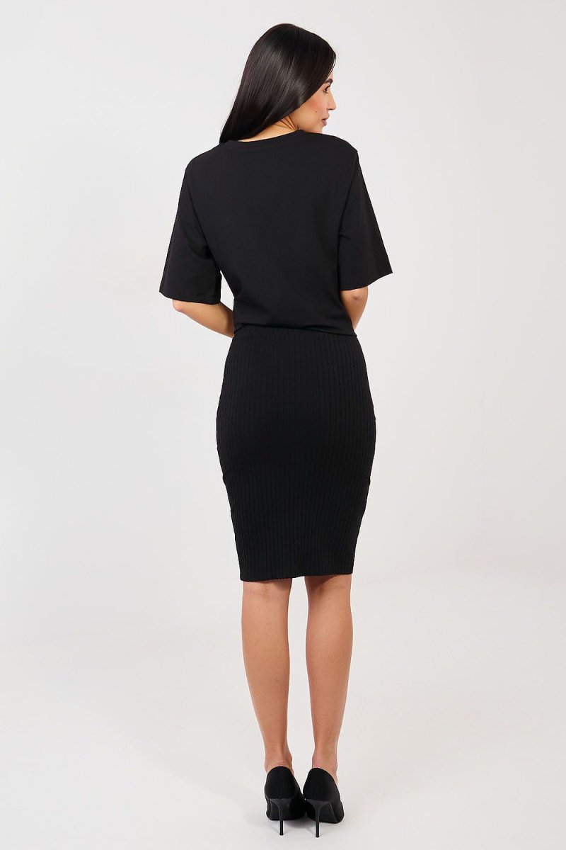 Ribbed Midi Skirt - 