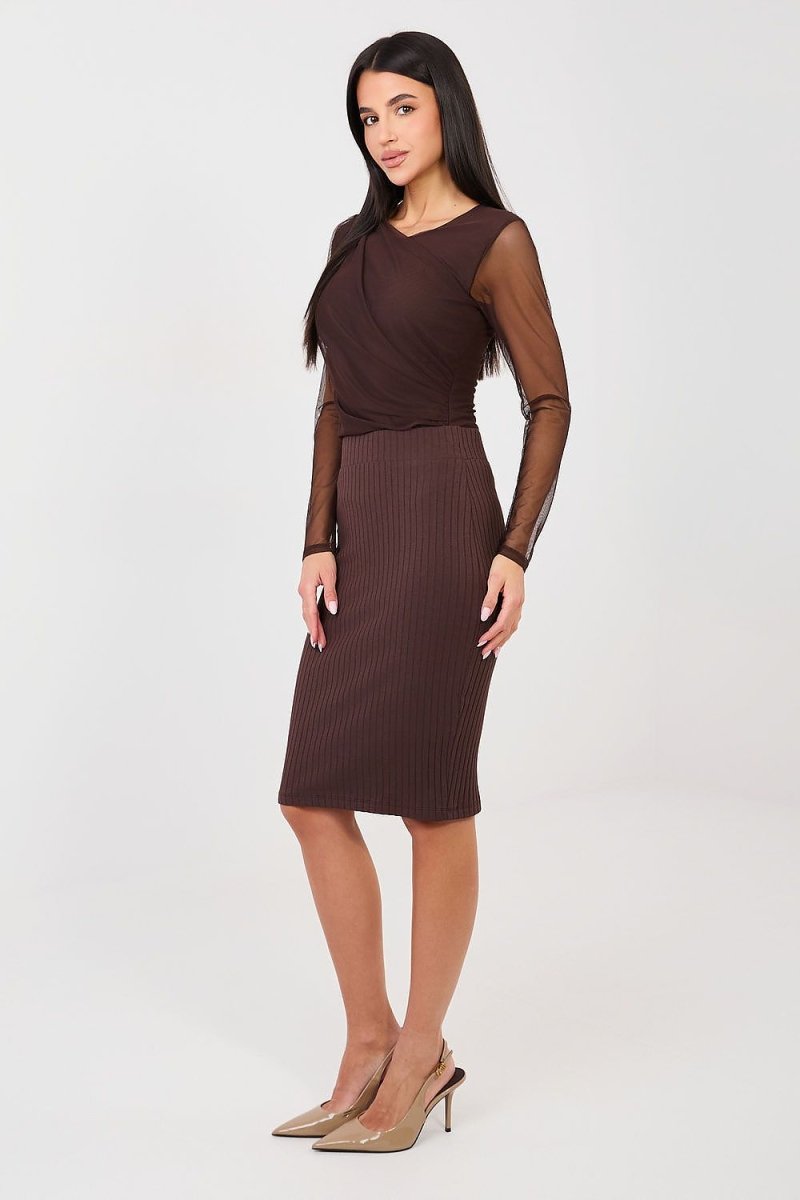 Ribbed Midi Skirt - 