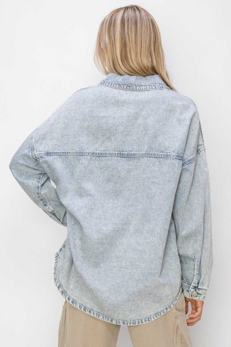 RISEN Button Up Long Sleeve Shacket - Outerwear