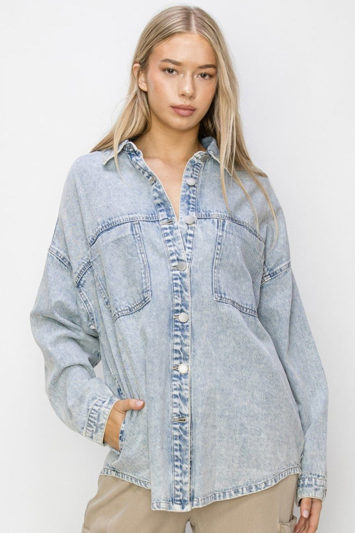 RISEN Button Up Long Sleeve Shacket - Outerwear