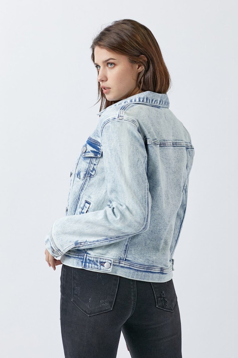 RISEN Button Up Washed Denim Jacket - Outerwear