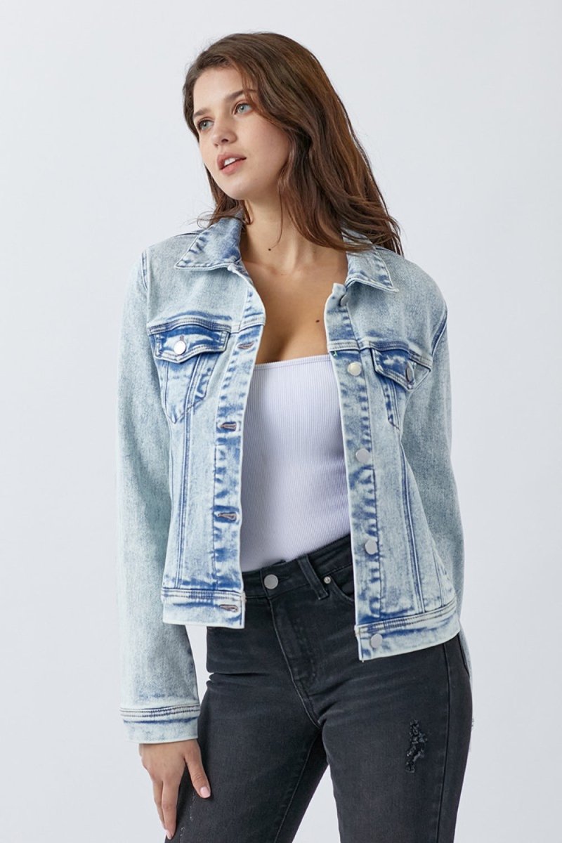 RISEN Button Up Washed Denim Jacket - Outerwear