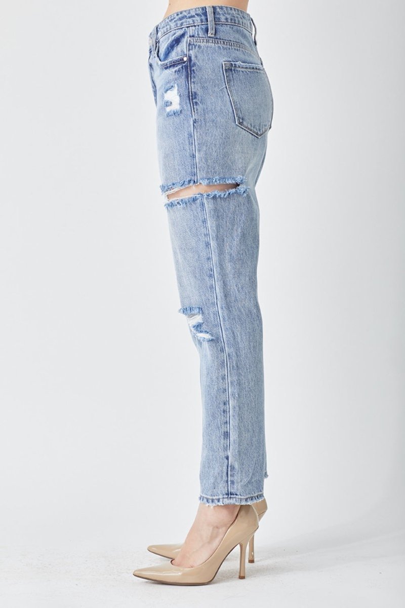 RISEN Distressed Slim Cropped Jeans - Bottoms