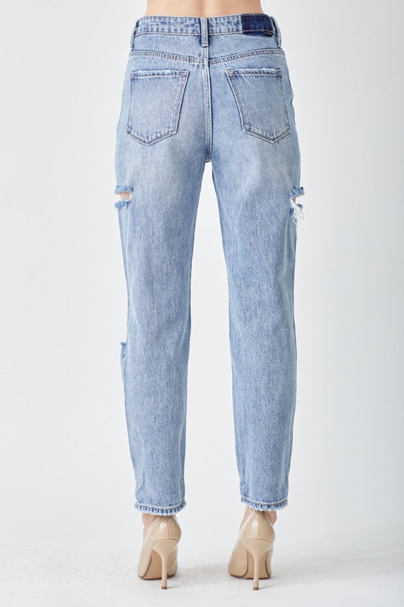 RISEN Distressed Slim Cropped Jeans - Bottoms