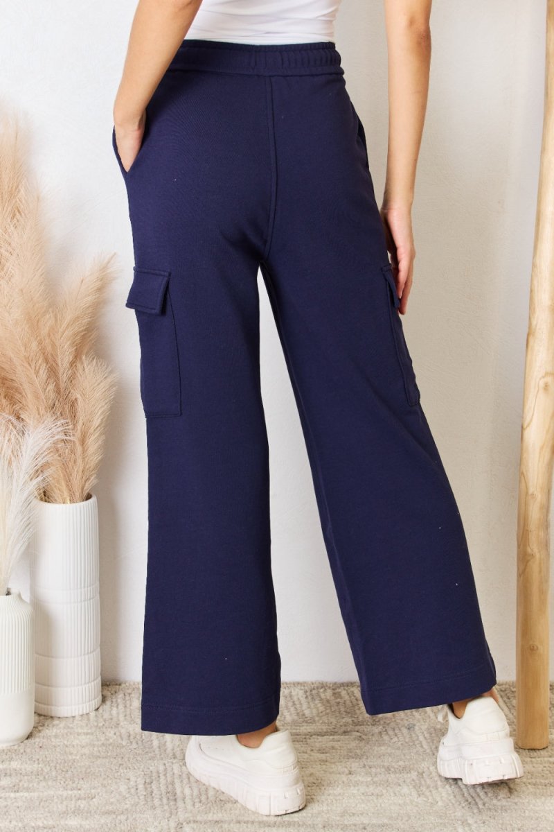 RISEN Drawstring Relaxed Cargo Wide Leg Pants - Bottoms