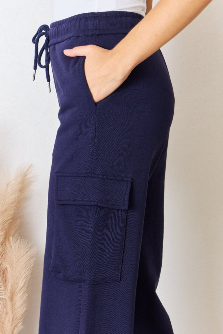 RISEN Drawstring Relaxed Cargo Wide Leg Pants - Bottoms