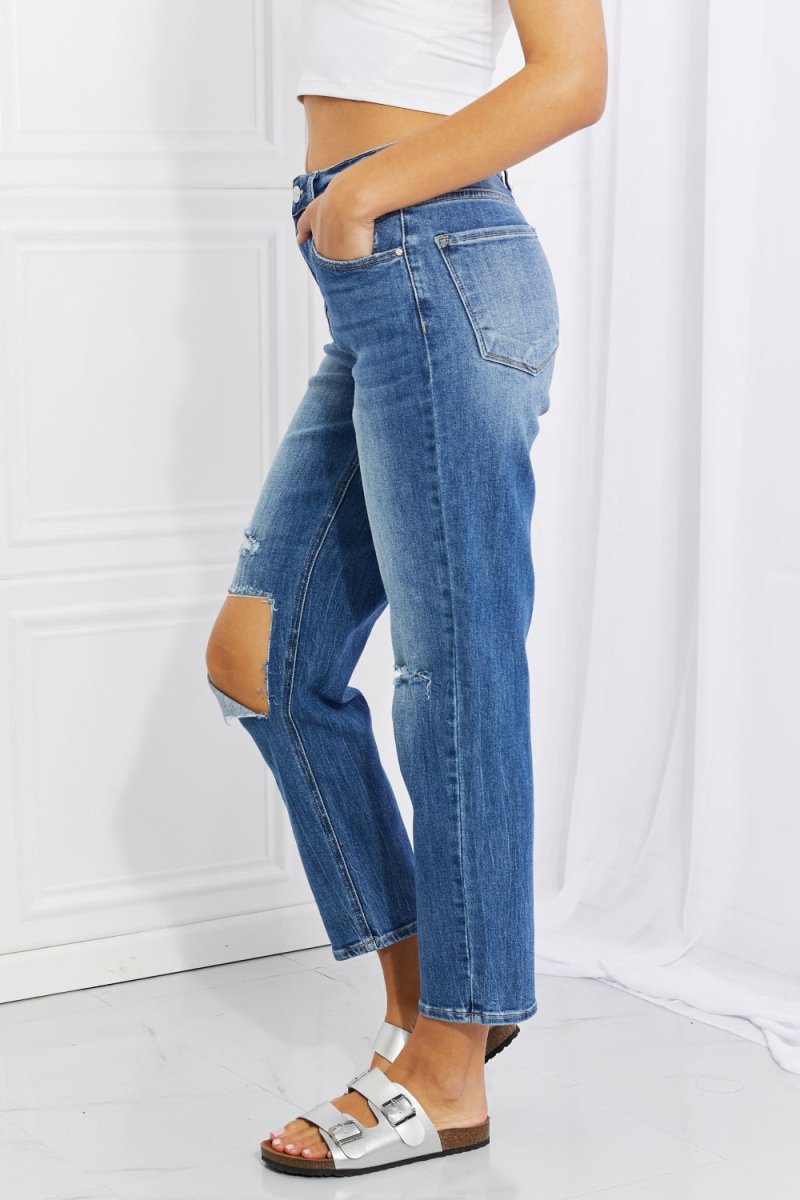 RISEN Full Size Emily High Rise Relaxed Jeans - Bottoms