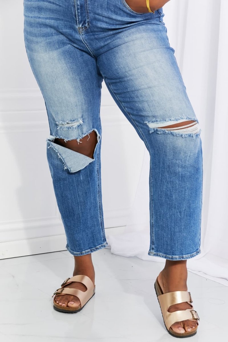 RISEN Full Size Emily High Rise Relaxed Jeans - Bottoms