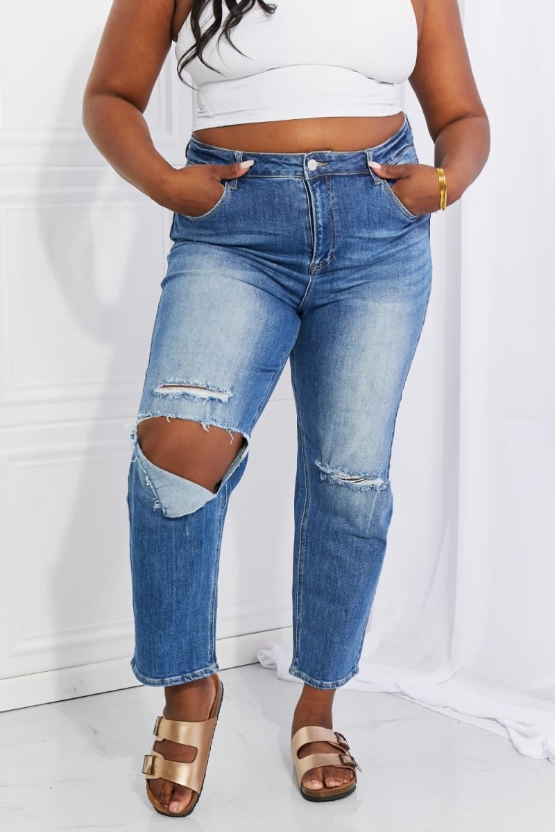RISEN Full Size Emily High Rise Relaxed Jeans - Bottoms