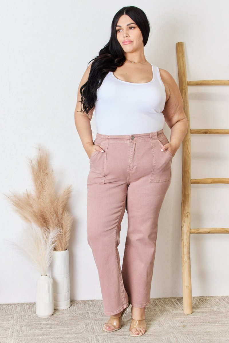 RISEN Full Size High Rise Ankle Flare Jeans - Bottoms