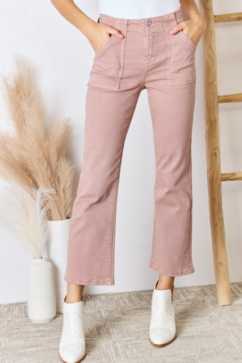 RISEN Full Size High Rise Ankle Flare Jeans - Bottoms
