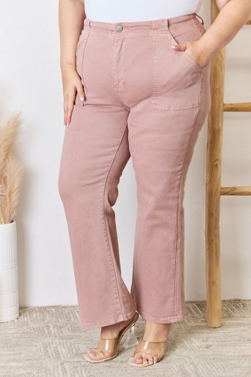 RISEN Full Size High Rise Ankle Flare Jeans - Bottoms