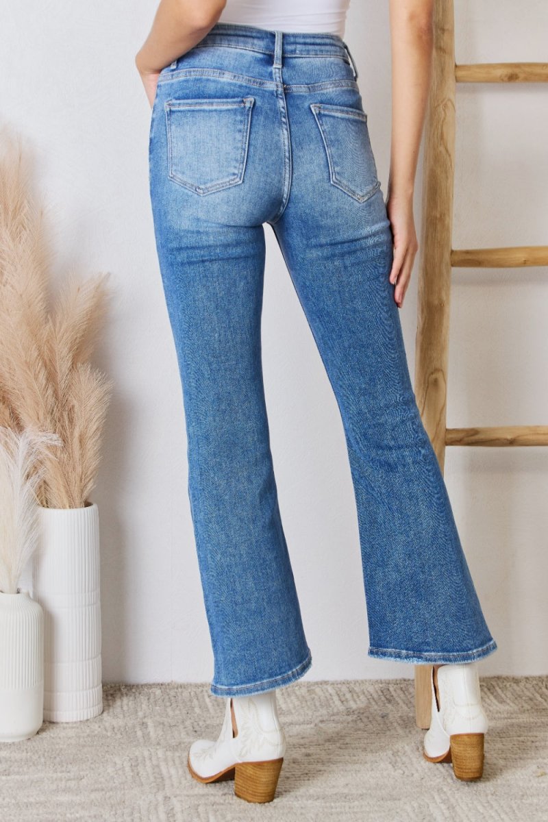 RISEN Full Size High Rise Ankle Flare Jeans - Bottoms