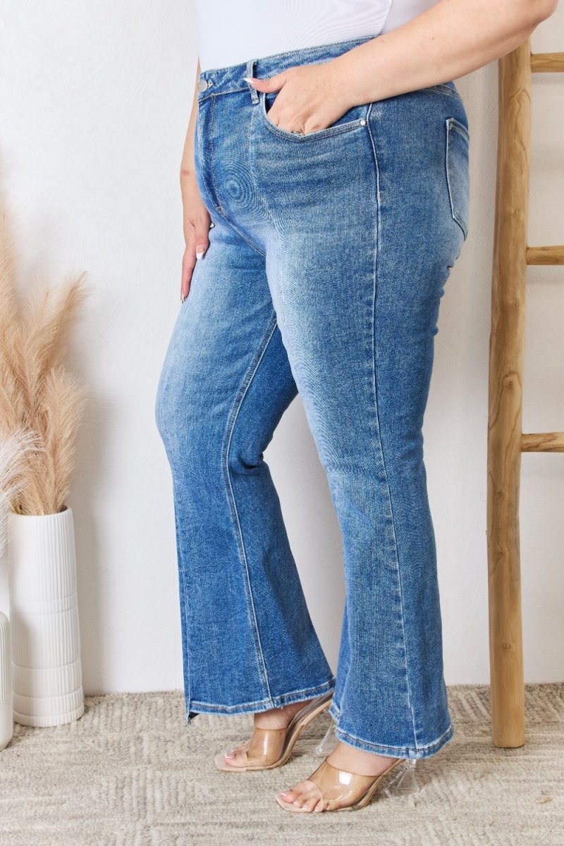 RISEN Full Size High Rise Ankle Flare Jeans - Bottoms