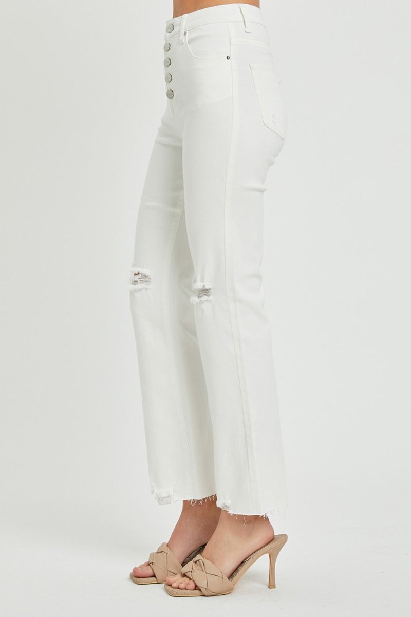 RISEN Full Size High Rise Button Fly Straight Ankle Jeans - Bottoms