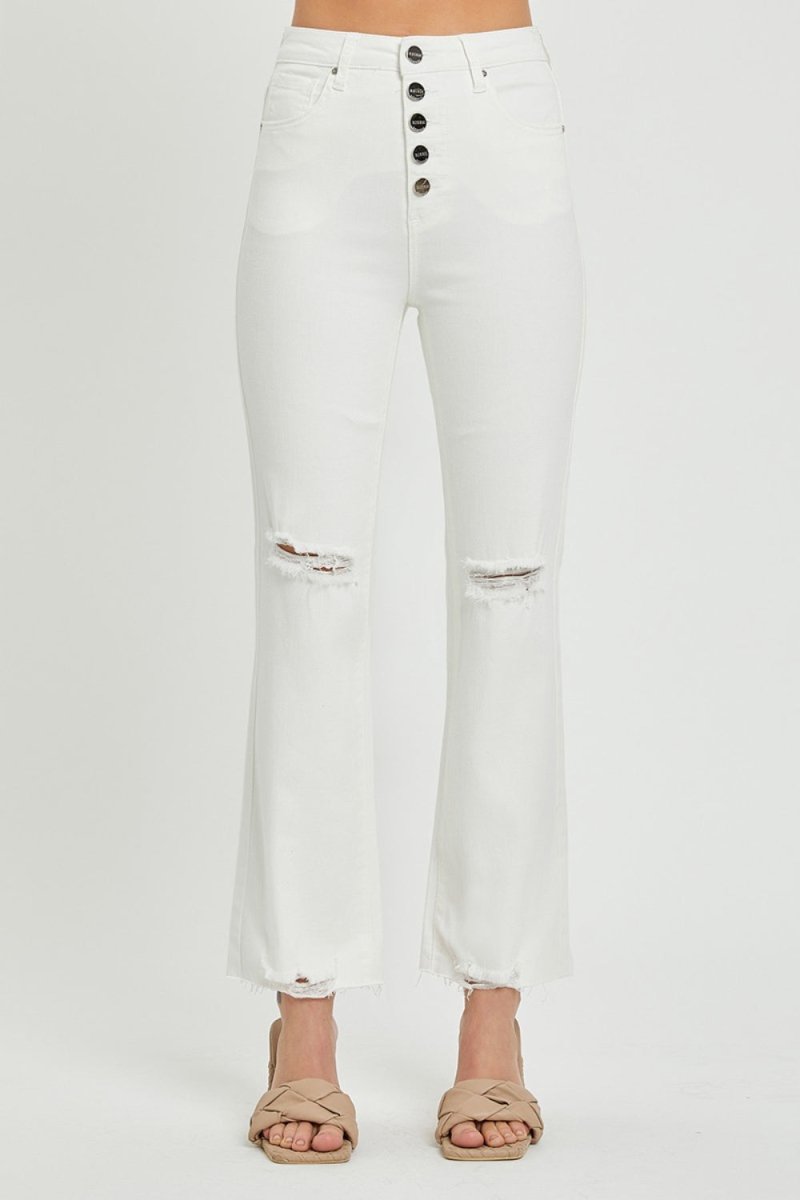 RISEN Full Size High Rise Button Fly Straight Ankle Jeans - Bottoms