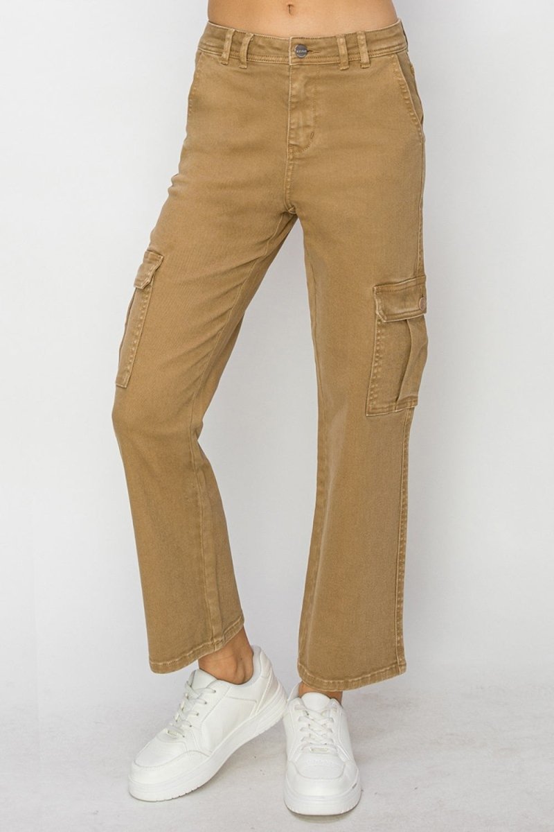 Risen Full Size High Rise Cargo Jeans - Bottoms