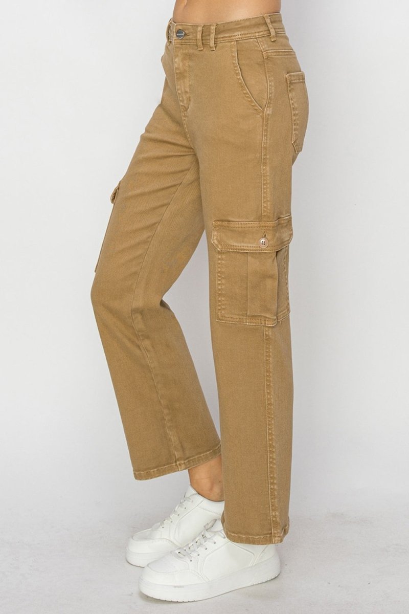 Risen Full Size High Rise Cargo Jeans - Bottoms
