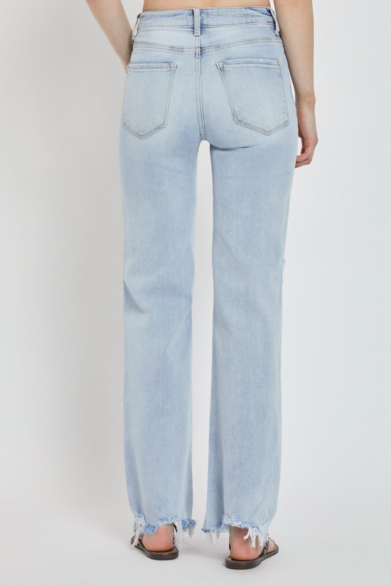 RISEN Full Size High Rise Distressed Wide Leg Jeans - Bottoms