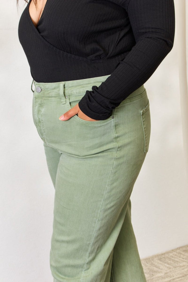 RISEN Full Size Raw Hem Wide - Leg Jeans - Bottoms