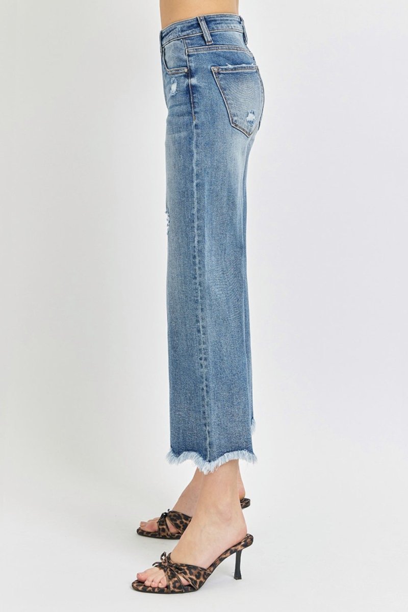 Risen High Rise Cropped Flare Jeans - Bottoms