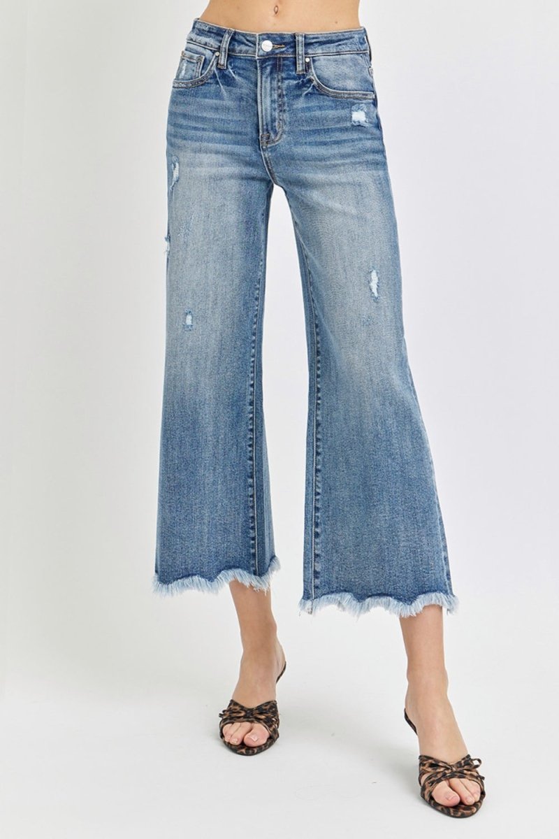 Risen High Rise Cropped Flare Jeans - Bottoms