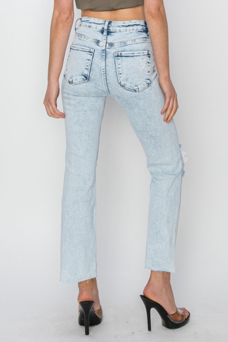 RISEN High Rise Distressed Ankle Jeans - Bottoms