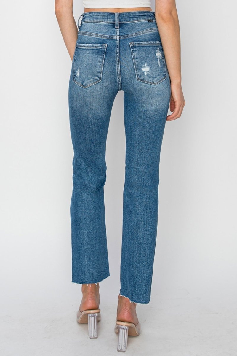 RISEN High Rise Distressed Ankle Jeans - Bottoms
