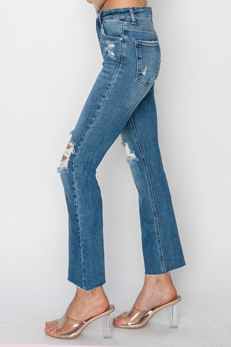 RISEN High Rise Distressed Ankle Jeans - Bottoms