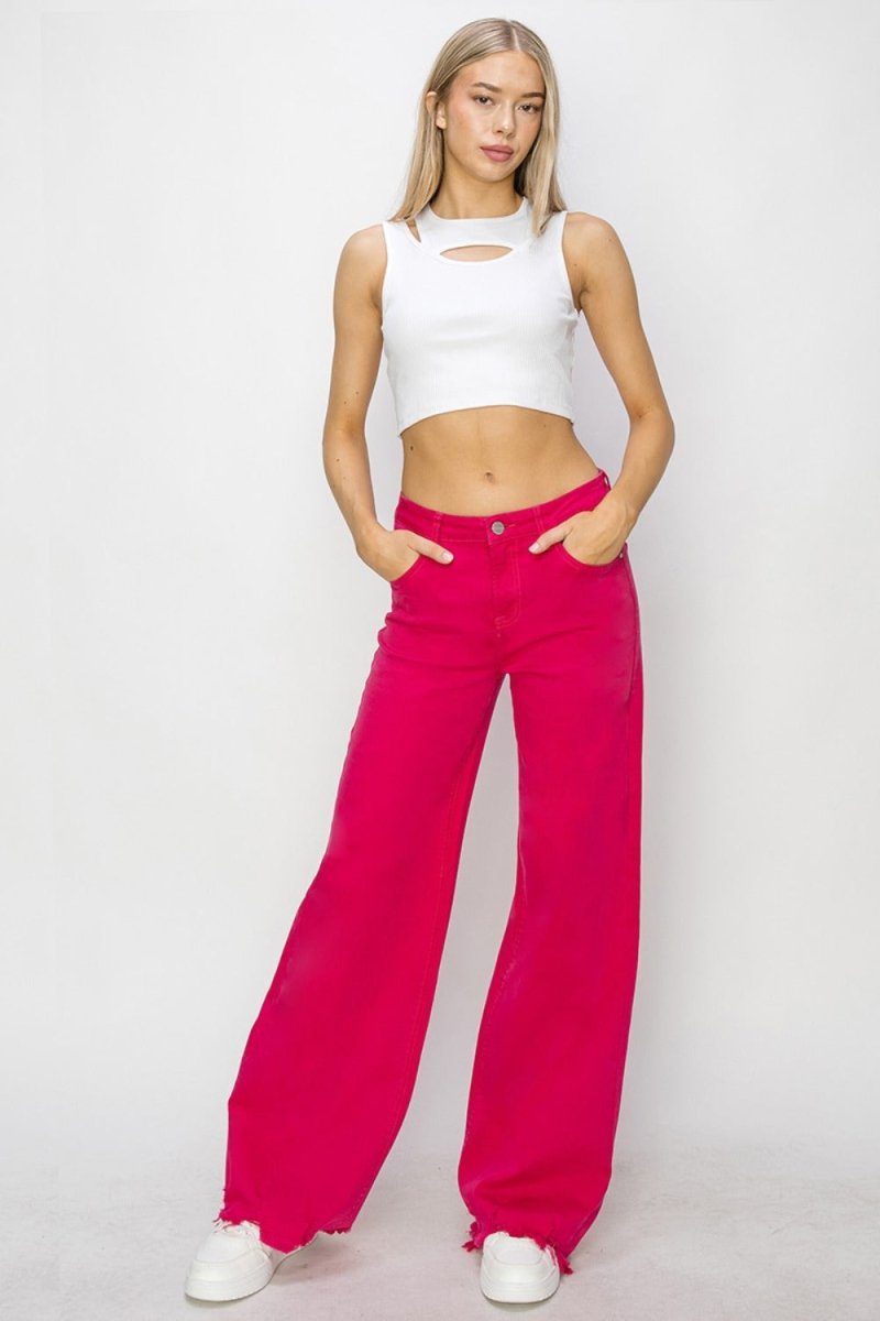RISEN High Rise Wide Leg Jeans - Bottoms