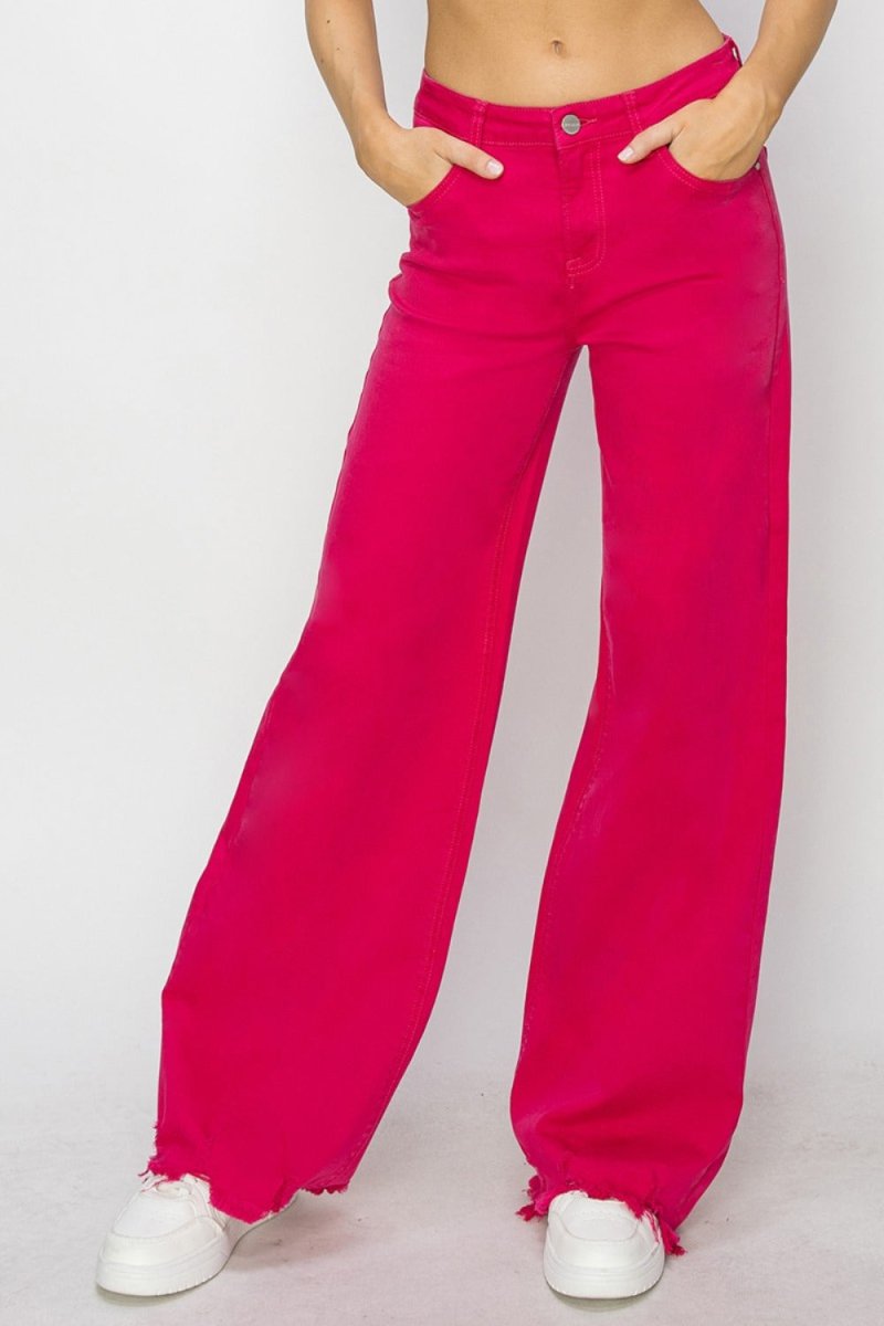 RISEN High Rise Wide Leg Jeans - Bottoms