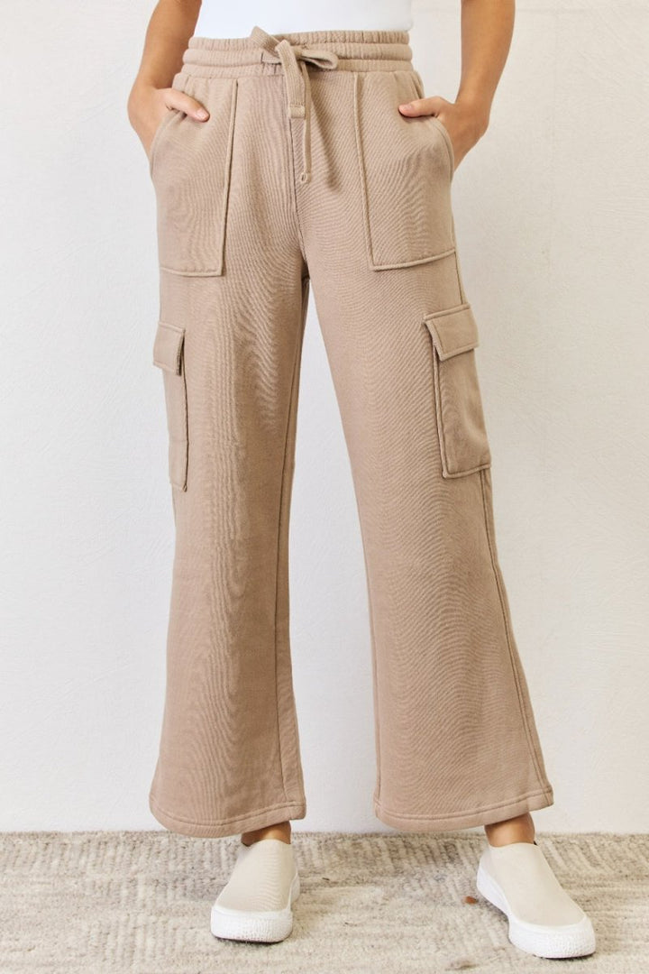 RISEN High Waist Cargo Wide Leg Pants - Bottoms