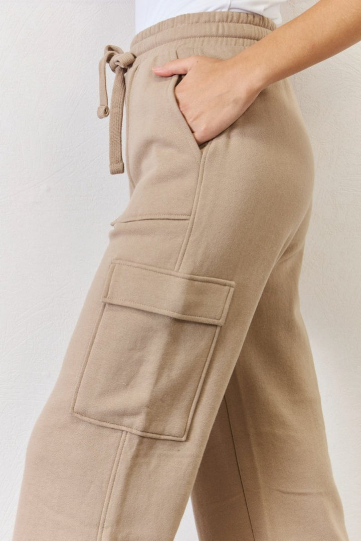RISEN High Waist Cargo Wide Leg Pants - Bottoms