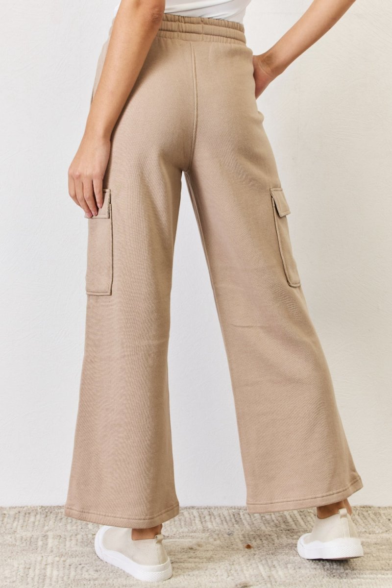 RISEN High Waist Cargo Wide Leg Pants - Bottoms