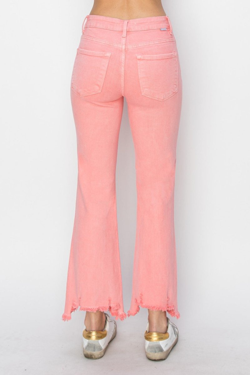 RISEN Raw Hem Bootcut Jeans with Pockets - Bottoms
