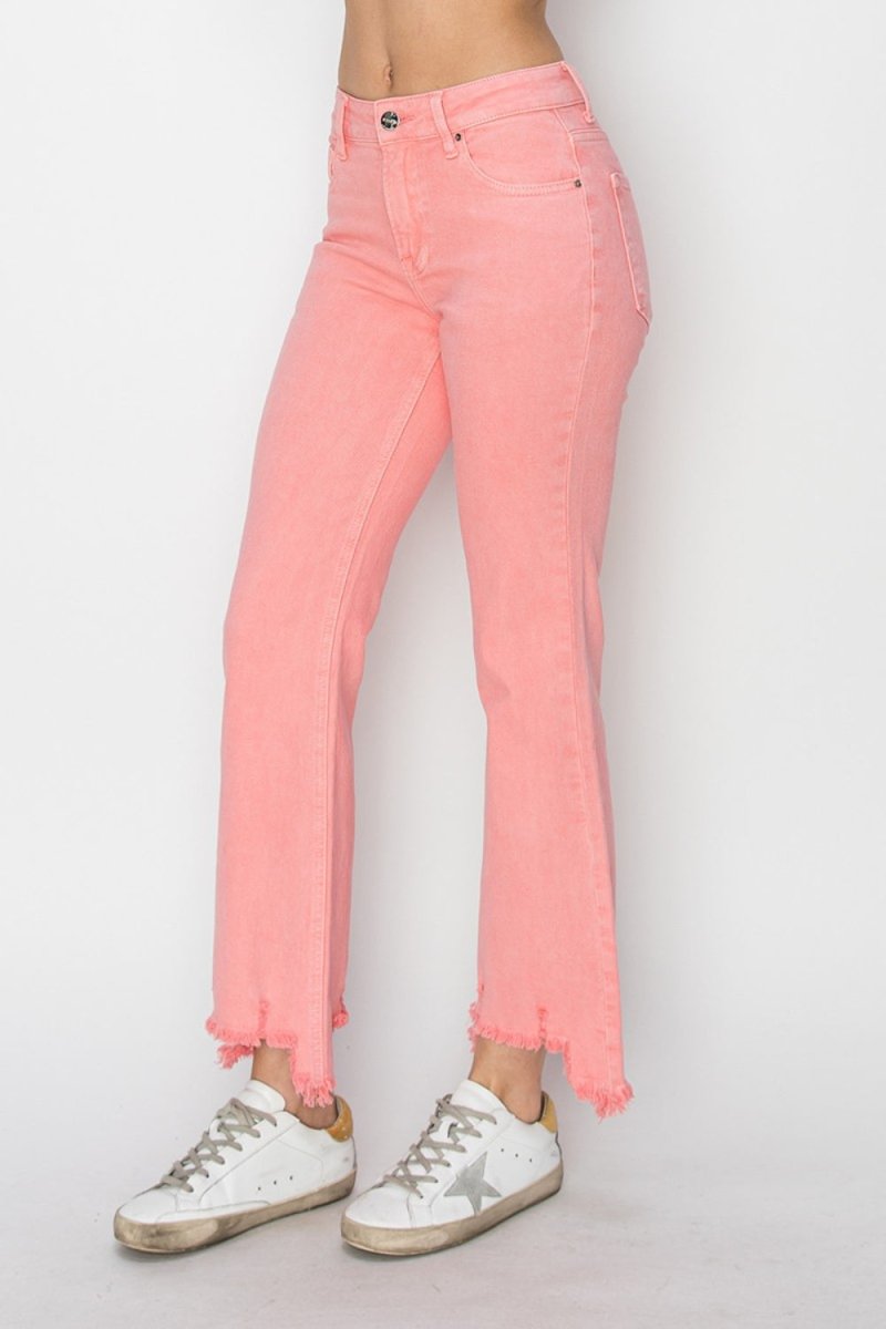 RISEN Raw Hem Bootcut Jeans with Pockets - Bottoms