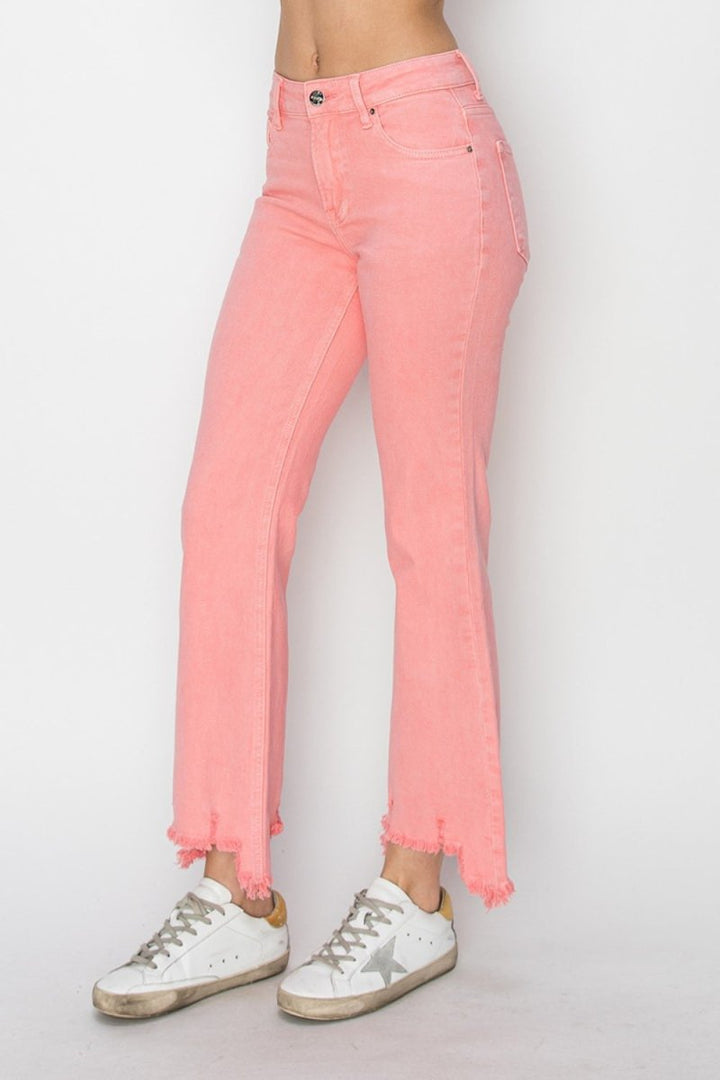 RISEN Raw Hem Bootcut Jeans with Pockets - Bottoms