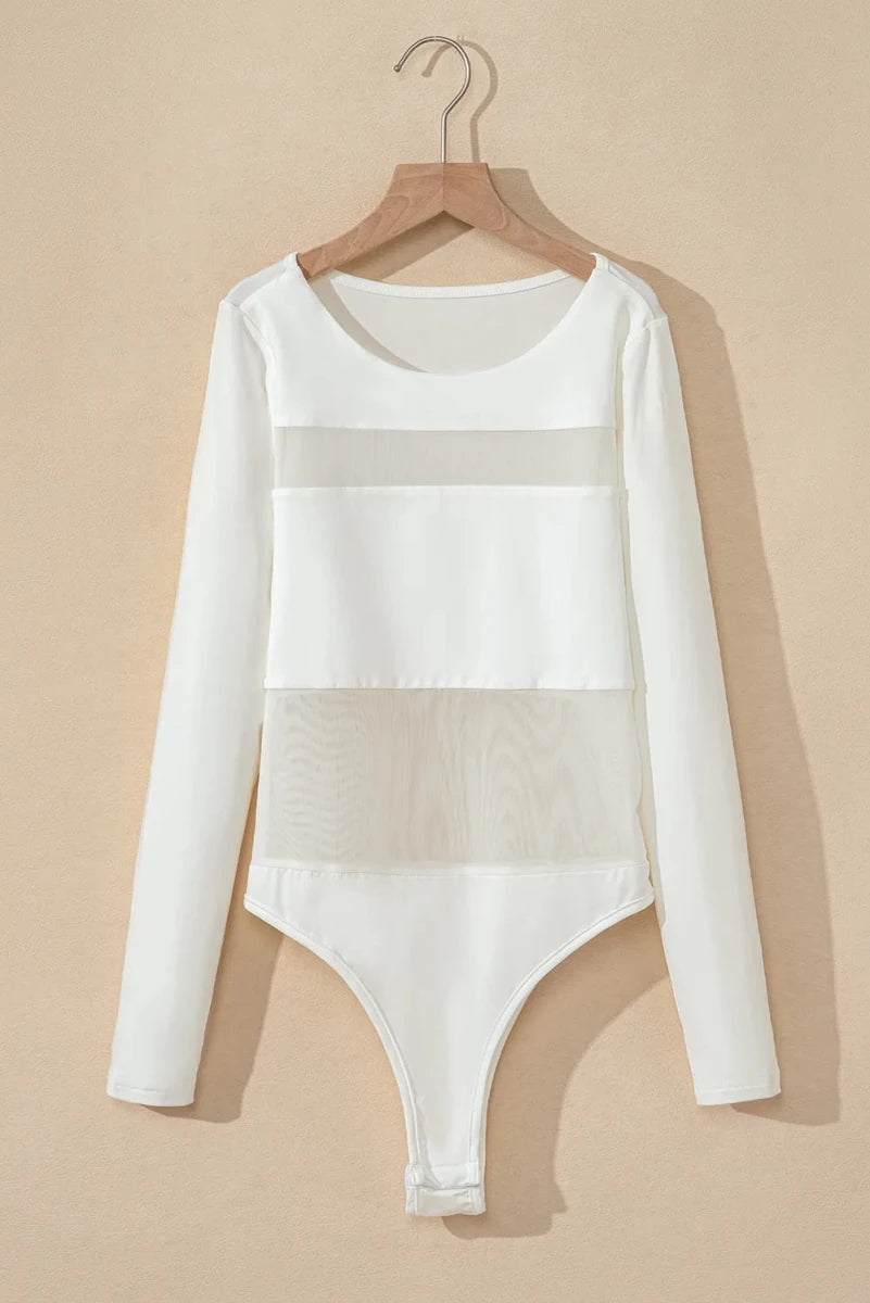 Round Neck Long Sleeve Bodysuit - 