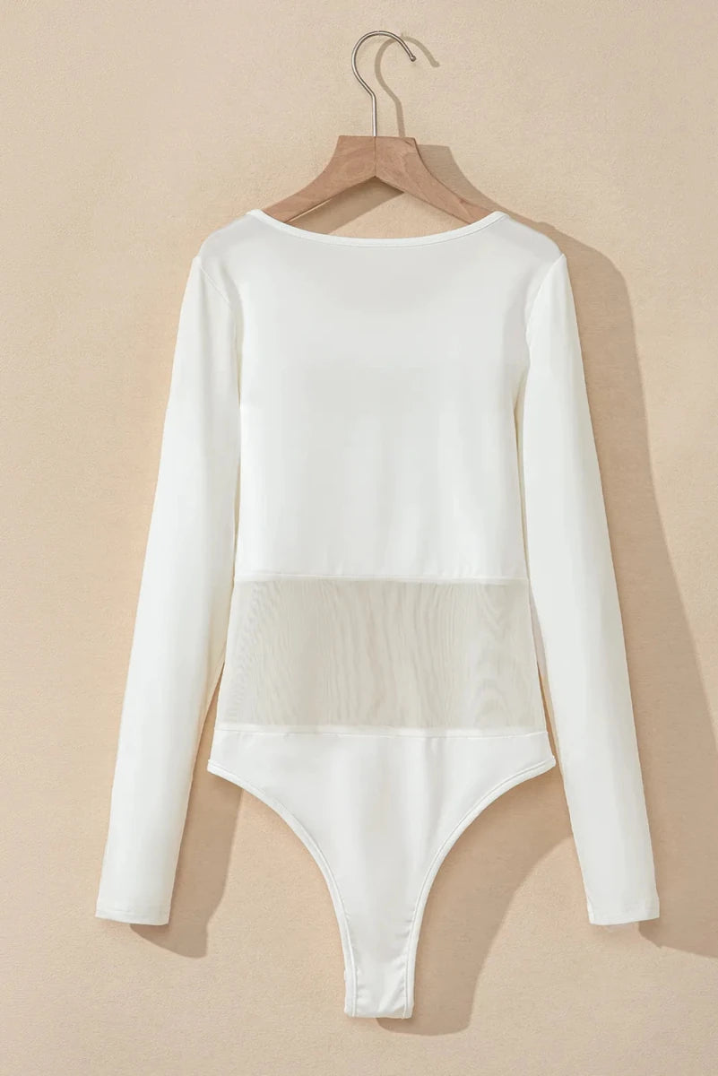 Round Neck Long Sleeve Bodysuit - 