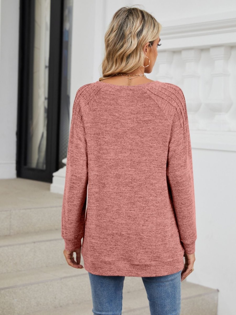 Round Neck Long Sleeve T-Shirt - Top