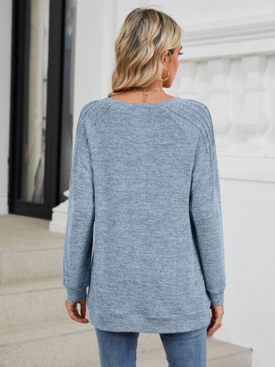 Round Neck Long Sleeve T-Shirt - Top