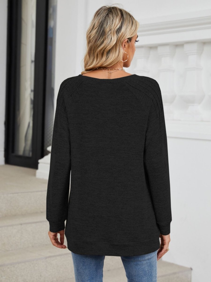 Round Neck Long Sleeve T-Shirt - Top