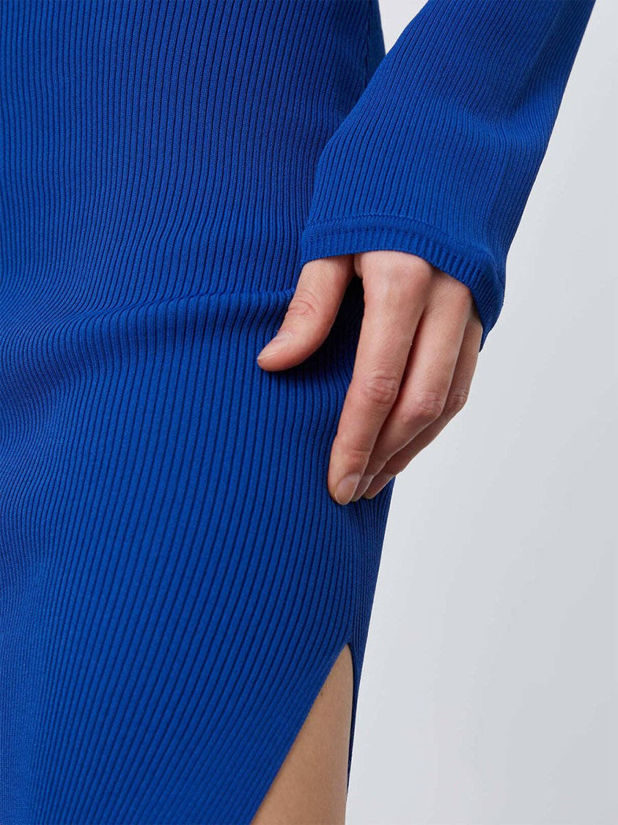 Round Neck Slit Sweater Dress - Sweater Dress