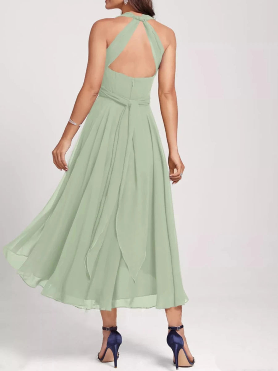 Ruched A - Line Midi Dress - 