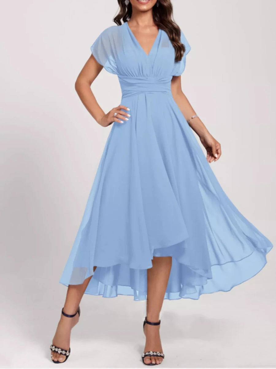 Ruched A - Line Midi Dress - 