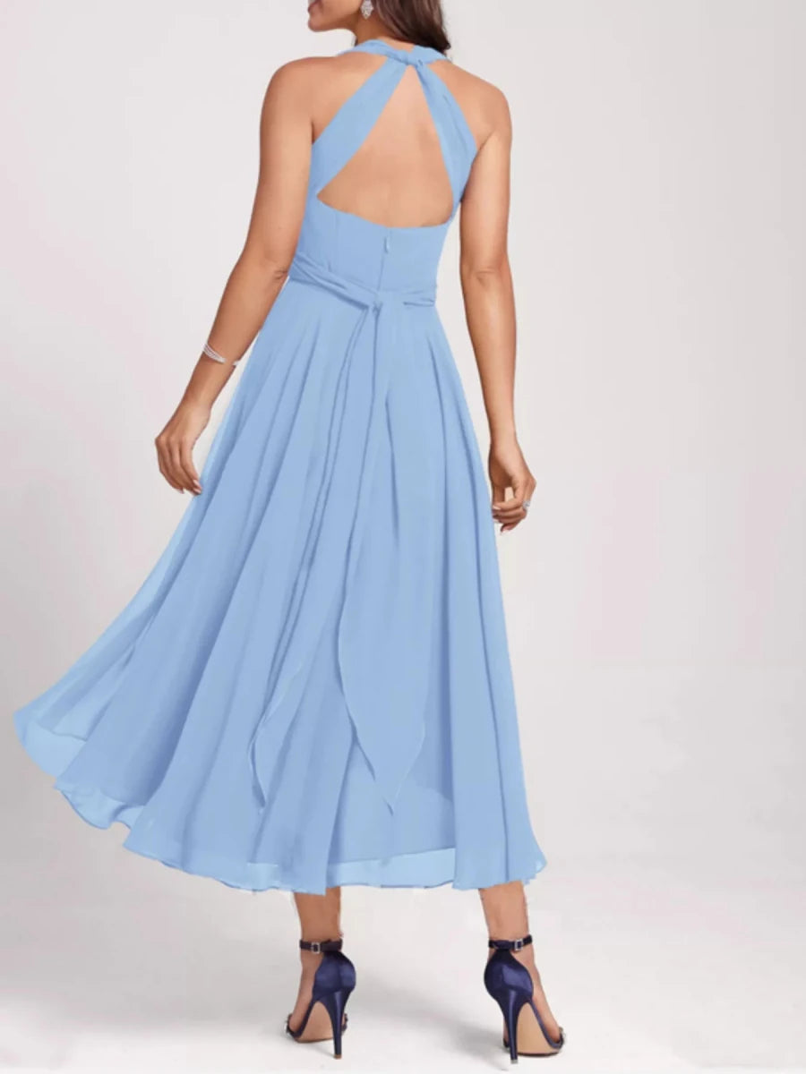 Ruched A - Line Midi Dress - 
