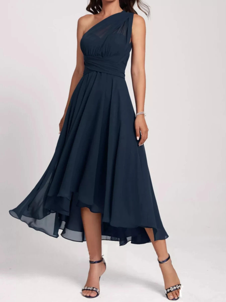 Ruched A - Line Midi Dress - 