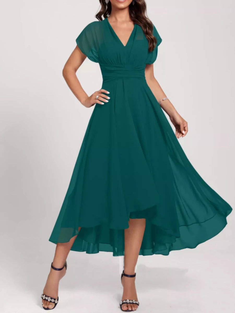 Ruched A - Line Midi Dress - 
